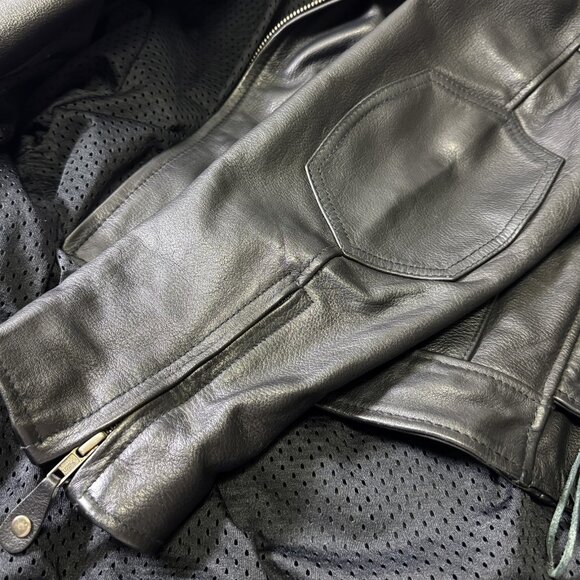 Wilsons Leather Open Road Black Motorcycle Jacket Coat Moto Biker Size L Zippers - Picture 8 of 12